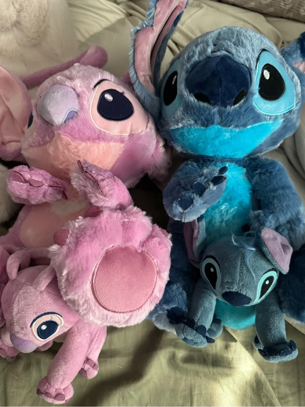 Disney Stitch & Angel Plush Duo - Pink and Blue
